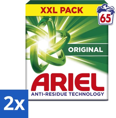2 x Ariel – Original – Snel Oplosbaar Waspoeder – 3,58 kg - Waspoeder - Snel Oplosbaar - Anti-residu - Vlekverwijdering - Koud Water