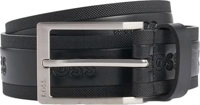 BOSS Leren Riem Pary-BOSS-all-M Sz35 Leather Belt W90 Black Zwart