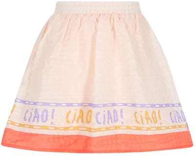 NONO - Ninu Skirt with CIAO borderprint - Hint of a Tint Salmon - Maat 104