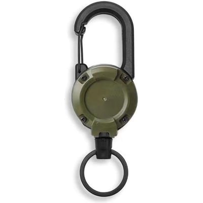 Mousqueton Tactique d'Extérieur pour Camping à Tirage Facile, Porte-clés Rétractable à Rebond en Câble d'Acier, Corde Multifonctionnelle Anti-Perte pour Camping vert