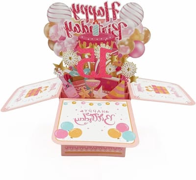 Vrolijke 15de Verjaardag Pop Up Kaart voor Meisjes, Leuke 3D Verjaardagskaart als Cadeau voor Dochter of Nicht, Origineel Verjaardagscadeau voor Haar