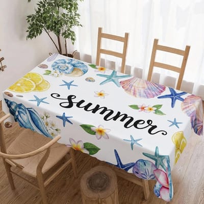 Couronne de fleurs du Jour de l'Indépendance Nappe rectangulaire imperméable Fleur étoile rouge bleue Drapeau USA Housse de table pour dîner cuisine 90x140cm