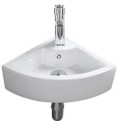 Compacte Keramische Hoek Wastafel voor Badkamer en Toilet - Glanzend Wit Modern Ontwerp