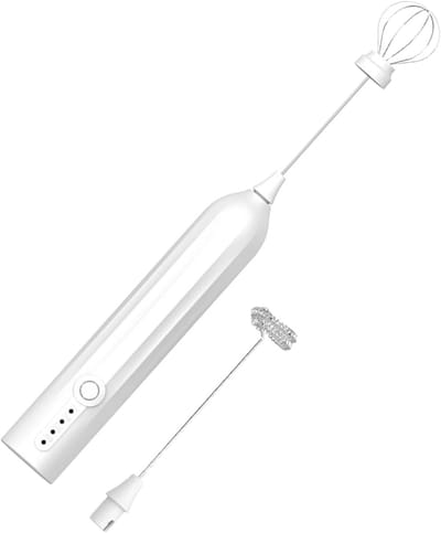 Melkopschuimer - Melkopschuimer elektrisch - Melkopschuimer handmatig - Melkopschuimer oplaadbaar - Mini-garde - schuimmaker met USB-oplaadbare 3 snelheden - Voor latte-cappuccino-koffieroom-warme chocolademelk-ei - Wit