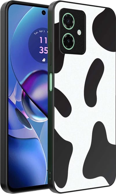 Smartphonica Telefoonhoesje Geschikt voor Motorola Moto G55 met Koeienvlekken Opdruk - TPU Backcover Case With Cow Patches Design geschikt voor Motorola Moto G55