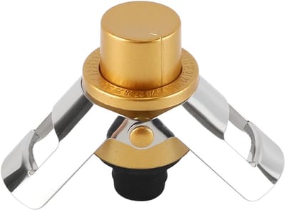 2 stuks Champagne Stoppers Saver RVS Mousserende Wijn Vacuüm Stoppers met Ingebouwde Pomp voor Champagne Cava Prosecco Goud