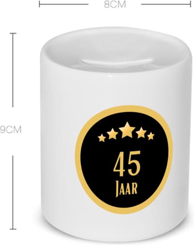Akyol - 45 jaar Spaarpot - Hoera 45 jaar - iemand die 45 jaar is geworden of 45 jaar lang een relatie hebben of getrouwd zijn - verjaardagscadeau - verjaardag - cadeau - kado - geschenk - gift - relatie - trouwdag - jubileum - 350 ML inhoud