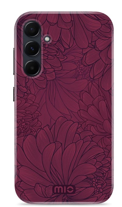 Mio by Mobilize Hoesje geschikt voor Samsung Galaxy A55 MagSafe Telefoonhoesje Hardcase | Mio by Mobilize Backcover | Geschikt voor MagSafe | Geschikt voor Draadloos Opladen met Magnetische Ring | Geschikt voor MagSafe Case - Berry Blooms | Rood