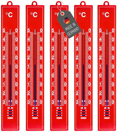 Buitenthermometer Set van 5 - Weerbestendig en Analoog - Geschikt voor Binnen en Buiten - Temperatuurbereik -30 °C tot +50 °C