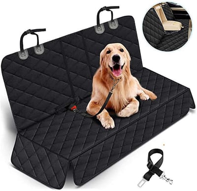 Oneay Honden Autostoelhoes – Waterdichte Antislip Achterbank Beschermhoes voor Hond – Autostoelbeschermer met Veiligheidsgordel – Auto SUV Truck - zwart