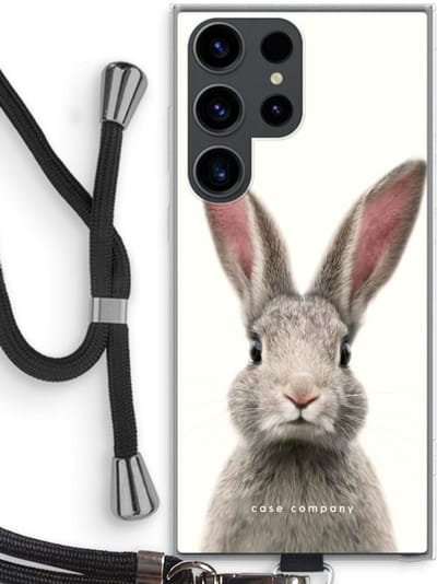 Case Company® - Hoesje met koord geschikt voor Samsung Galaxy S23 Ultra hoesje met Koord - Daisy - Telefoonhoesje met Zwart Koord - Bescherming aan alle Kanten en Over de Schermrand