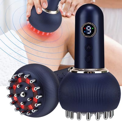 Elektrische Meridianborstel Gua Sha Massager EMS Microstroom Hete Compressie Vibratie Full Body Schraper voor Ontspanning UNITED KINGDOM gray
