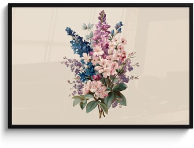 Poster in lijst - Fotolijst 120x80 cm - Posters - Boeket - Beige - Harmonieus - Subtiel - Posterlijst zwart - Decoratie - Wanddecoratie woonkamer - Muurdecoratie slaapkamer