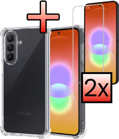 Hoesje - Met Screenprotector - 2 Stuks - Geschikt voor Samsung Galaxy A27 - Sterk & Shockproof - Siliconen Case - Back Cover - Telefoon Hoes - Shock Proof - Transparant