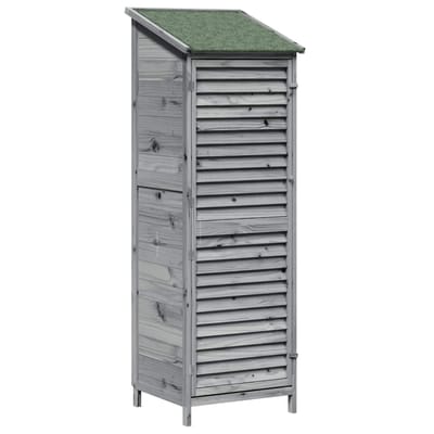 vidaXL - Tuin - Shed - met - dak - Grijs - 59 - x - 56 - x - 176 - cm - Massief - Vurenhout