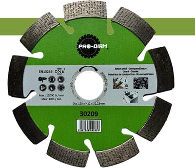 Pro-Diam Diamantschijf Ø 125 mm – Voor Gewapend Beton – Extra Sterk – Voor Sleuvenfrees & Haakse Slijper – Droog/Nat Gebruik