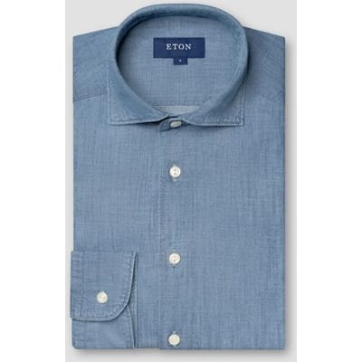 Eton Overhemd Denim Twill Mélange Effect Wide Spread Collar Licht Blauw / male