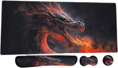 Dailygoods- Gamingpad Extra Groot 900 x 400 mm - Toetsenbord Polssteun - Muis Polssteun - Beker Onderzetter - Ergonomisch Ontwerp - Antislip Rubberen Basis - Bureaumat