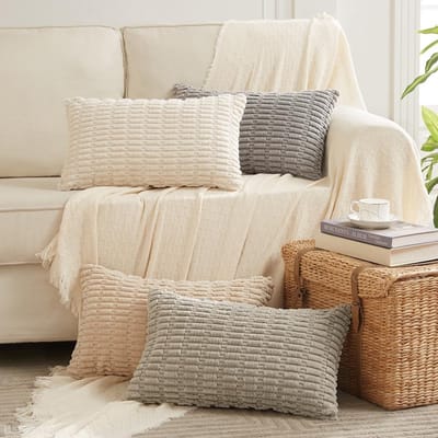 Set van 4 Sierkussenslopen Boho Neutraal Corduroy 40x80 cm voor Woonkamer en Slaapkamer
