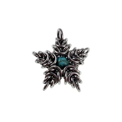 Ster Hanger Unisex - Gepolijst RVS - Stervormige Hanger van RVS en Turquoise Howlietsteen - Ontwerp en Handgemaakte door esde2