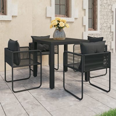 vidaXL - 5-delige - Tuinset - PVC-rattan - zwart