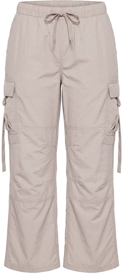Ulla Popken - Dames - Cargobroek utility-style elastische tailleband cargozakken - Beige - Maat 42