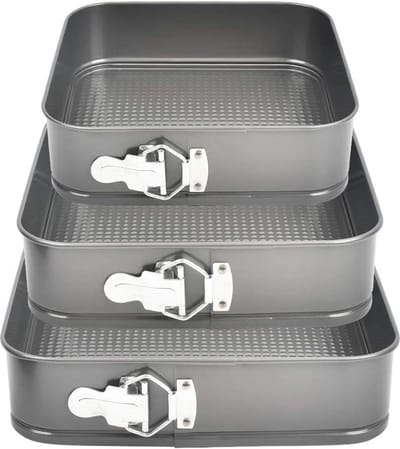3 Bakvormen-Bakken-Cakevorm-24-26-28CM-Vierkant
