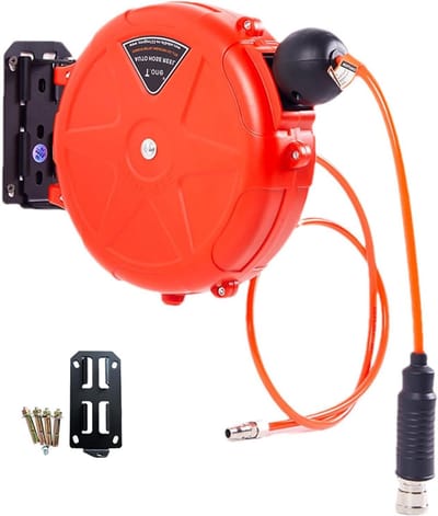 Luchtslanghaspel - Persluchtrol - Werkplaats Organiseren - Automatisch Vergrendelingsmechanisme - 10 Meter - Grijs