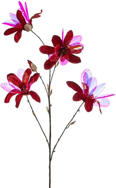 Emerald - Kunstbloem Magnolia glamour 120cm rood - Kunstplant voor binnen