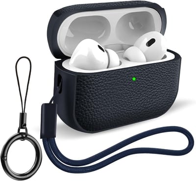 Stootvaste beschermhoes voor AirPods Pro 3 met sleutelhanger, polsband en kijkvenster in marineblauw - Perfecte bescherming en stijl voor je oordopjes