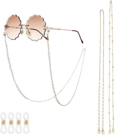 Modieuze Brillenketting Parelgoud Design - Verstelbaar Zonnebriltouw - Reis- en Dagelijks Gebruik - Durable Accessoire - Goudkleurig - 2 Stuks