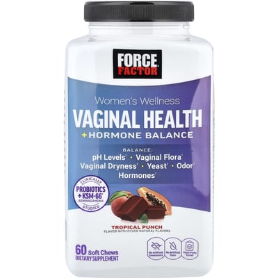 Force Factor, Welzijn voor Vrouwen, Vaginale Gezondheid + Hormoonbalans, Tropische Punch, 60 Zachte Kauwsnoepjes
