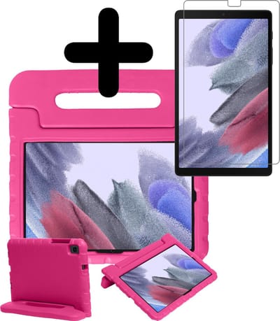 Hoesje - Geschikt voor Samsung Galaxy Tab A7 Lite - Met Screenprotector - Kinderhoes - Shockproof Bumper - Kidsproof Case - Tablethoes - Kinder Hoes Cover - Roze