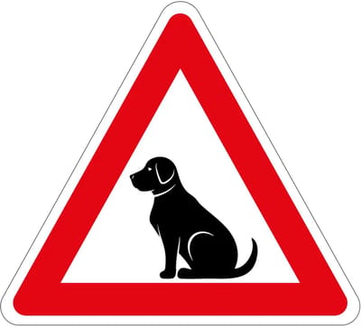 Pas op overstekende honden sticker | 10 cm