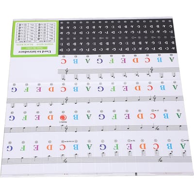 Autocollant Étiquette Clavier Piano Amovible Grande Note Lettre pour 37 49 54 61 76 88 Touches black