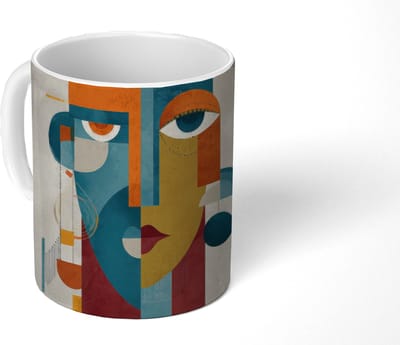 Mok - Koffiemok - Geometrisch - Strakke vormen - Kleurrijk - Mokken - 350 ML - Beker - Koffiemokken - Theemok