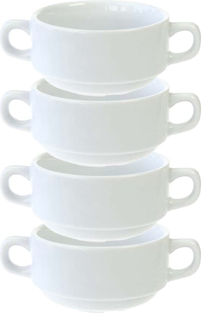 Cosy & Trendy Kommetjes/soepkommen voor dessert/ontbijt - 4x - Porselein - D10 x 5.5 cm - wit