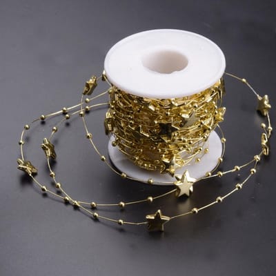10m Vislijn Stervormige Kralen Ketting Bruiloft Kerstfeest Decoratie (Goud) white