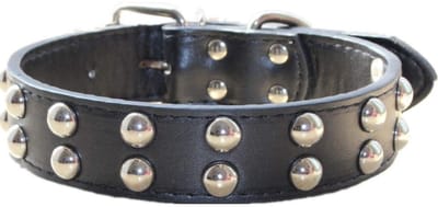 Dailygoods- Halsband - Brede Lederen Halsband - Verstelbaar - Kunstleer - Studded Spikes - Medium Grote Rassen - 1,2 Inch Breed - Hondenhalsband