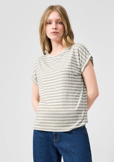 Q/S designed by - Dames t-shirt - Maat S - Vrouwen - Bruin - Lyocell