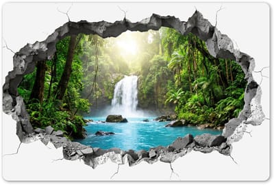 Placemats 45x30 cm - Placemat kunststof - 1 stuk - Waterval - Doorkijkje - Natuur - Borden onderleggers - Decoratie voor op tafel - Keuken tafeldecoratie accessoires - Vinyl onderlegger - Tafelversiering