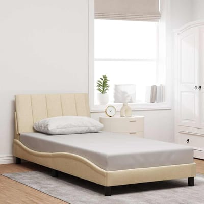 vidaXL - Bedframe - zonder - matras - "Hanko" - 100x200 - cm - stof - crèmekleurig
