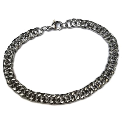 Aramat Jewels | Armbanden | Zilveren 21cm Curb Cuban Armband van Staal | | | |7mm | Staal | Volwassenen | Verkleurd niet