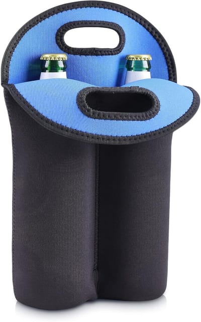 2-in-1 Flessenkoeler en Koeltas voor 500 ml Flessen - Isolerende Neopreen Koeler in Zwart/Donkerblauw