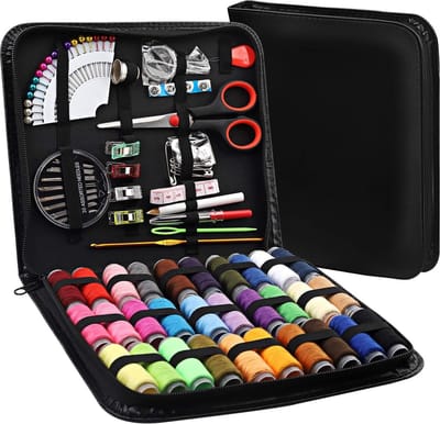 naaigereis voor beginners, thuis en reizigers, complete set (over 112 XL quality accessories, black)