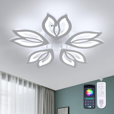 Haobosic - Dimbare LED-plafondlamp met afstandsbediening, 37W, 3330lm, voor woonkamer en slaapkamer, wit, 5 LED's, 3000-6500K