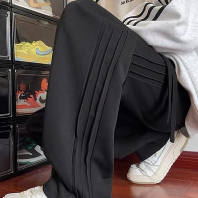 Herfst en Winter Nieuwe Rechte Casual Effen Kleur Broek Comfortabele en Losse Sportbroek 4XL zwart