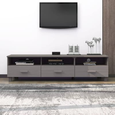 vidaXL - Tv-meubel - HAMAR - 158x40x40 - cm - massief - grenenhout - lichtgrijs