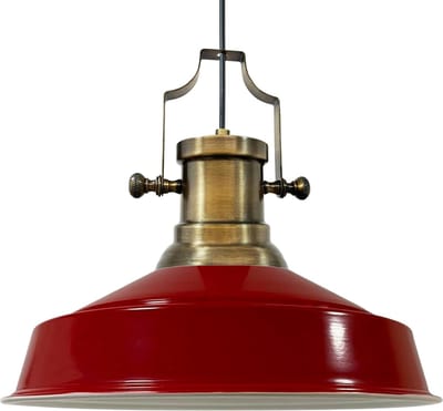 Bamyum Asletl-SE Hanglamp Industrieel van Metaal Ø40 cm, Hanglamp E27, Vintage Rood Lamppendel