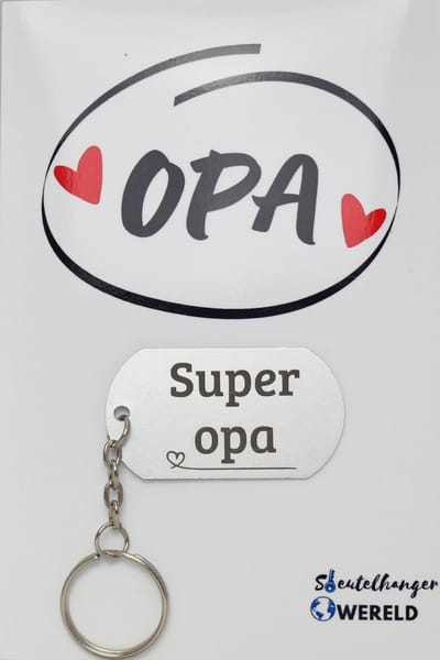 Super opa Sleutelhanger inclusief kaart - Opa cadeau - grandpa - Leuk kado voor je opa om te geven - 2.9 x 5.4CM